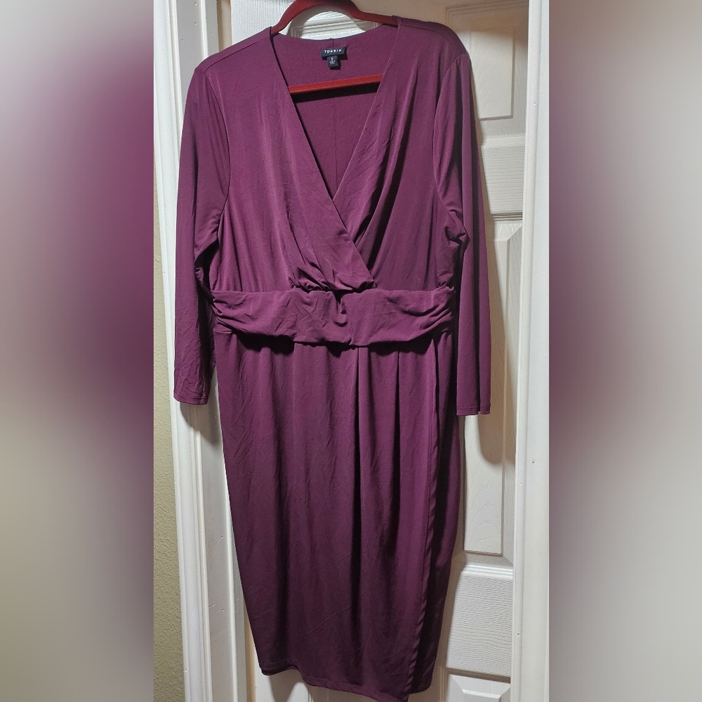 Torrid 2 Studio Knit Surplice Faux Wrap Dress - Picture 2 of 5
